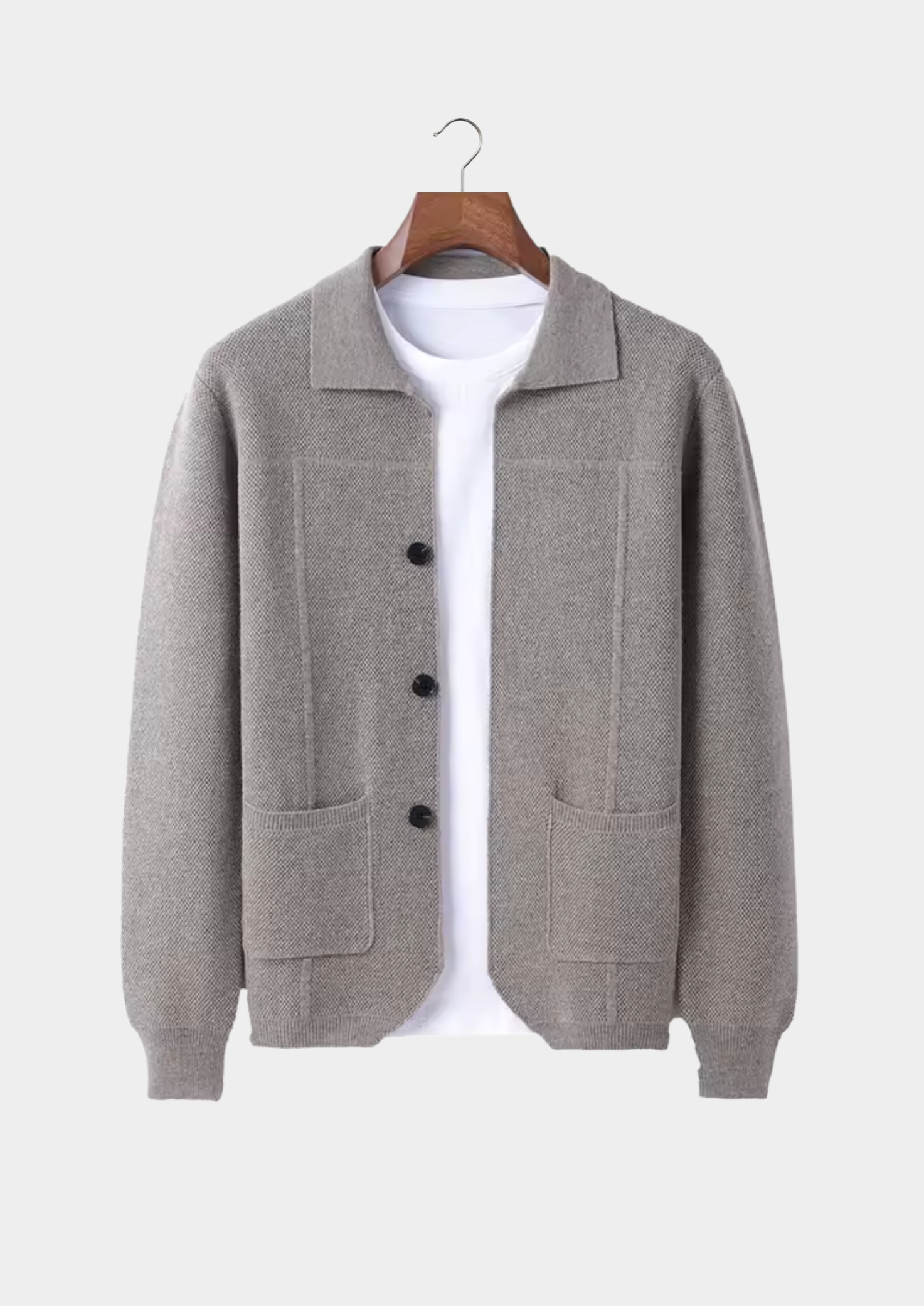 Men's button-up overshirt in beige