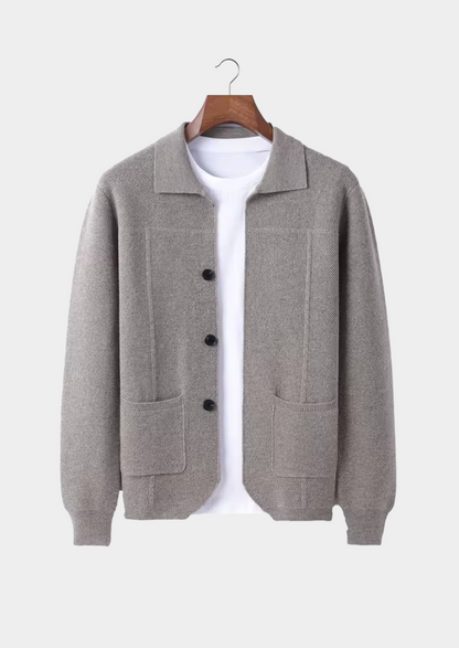 Men's button-up overshirt in beige