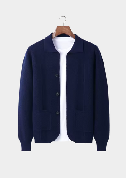 Men's button-up overshirt in navy blue