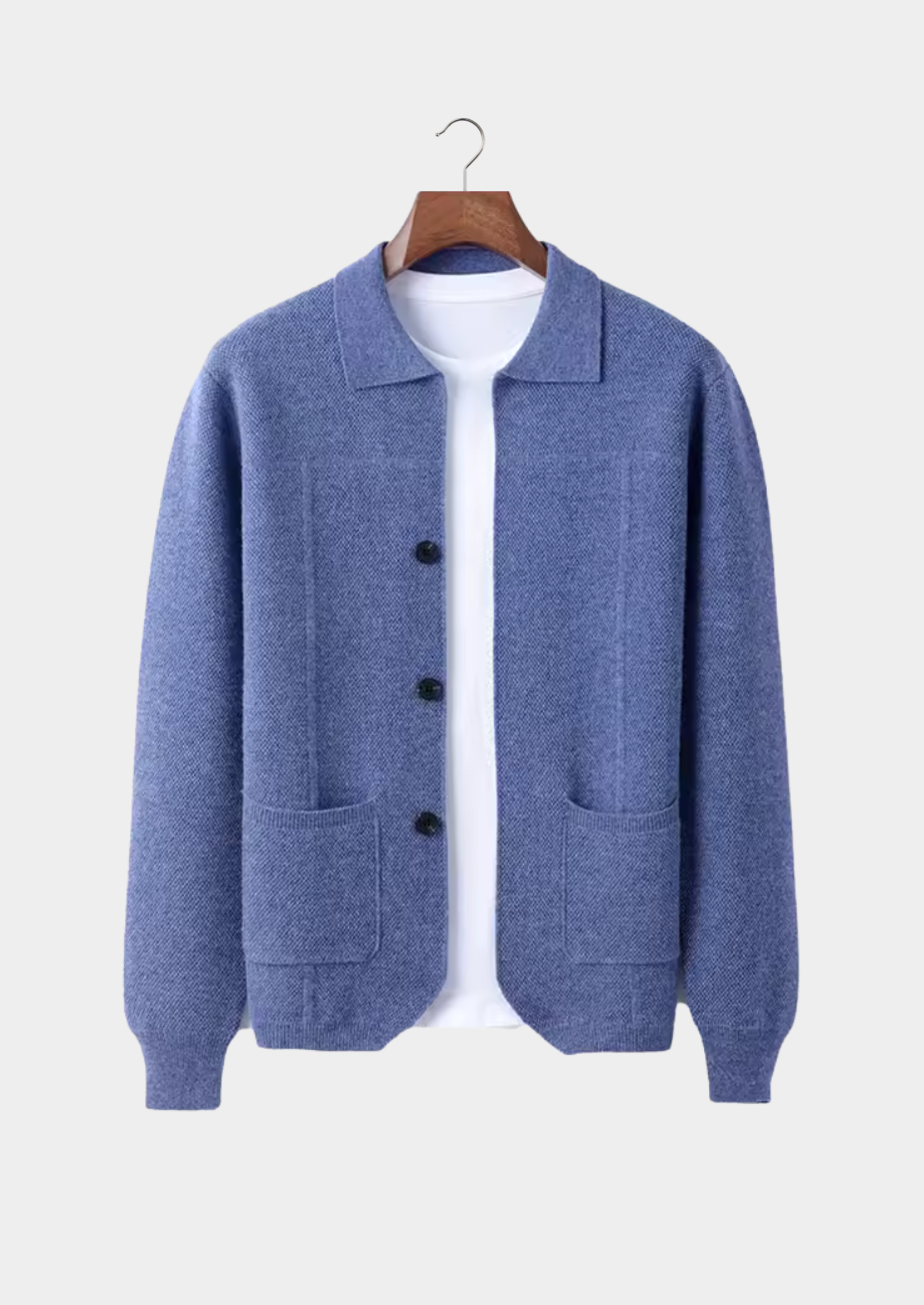 Men's button-up overshirt in sea blue