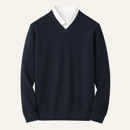 Men's cashmere blend jumper in navy blue