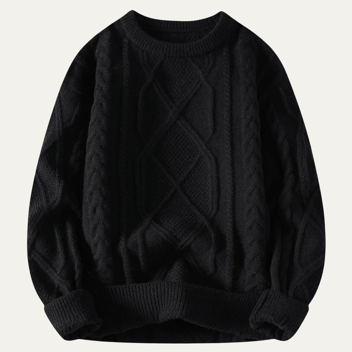 Men's chunky cable knit jumper in black