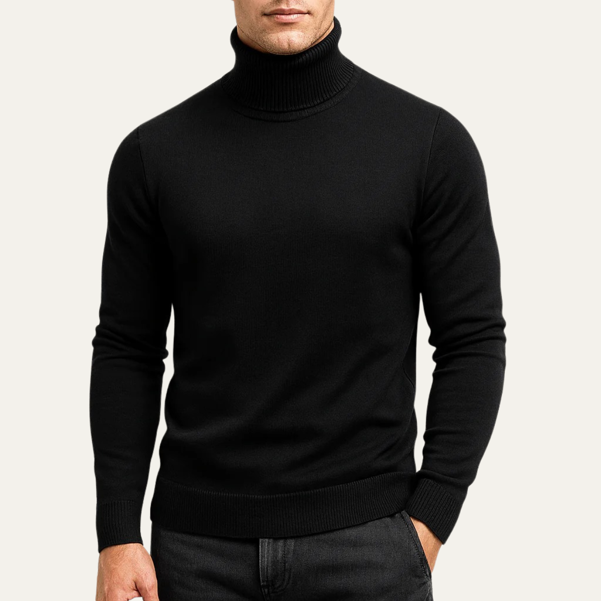 Men's classic turtleneck jumper in black