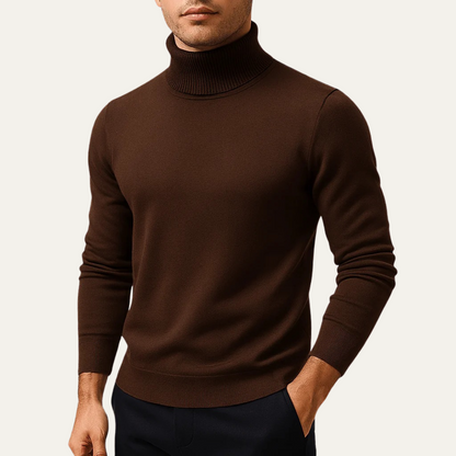 Men's classic turtleneck jumper in brown