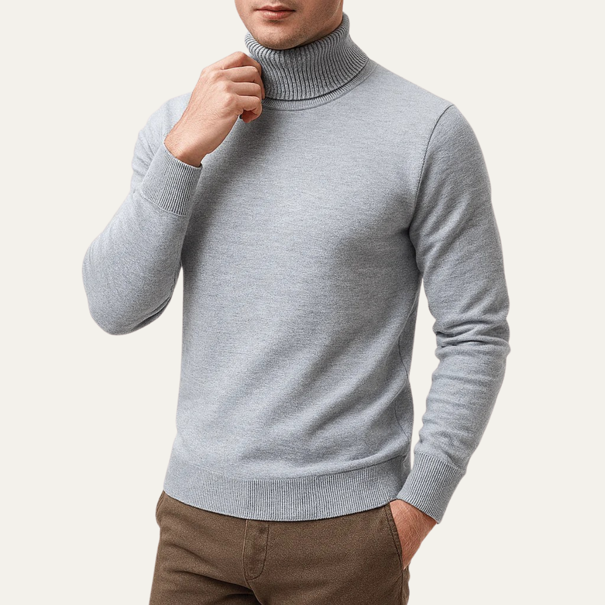 Men's classic turtleneck jumper in grey