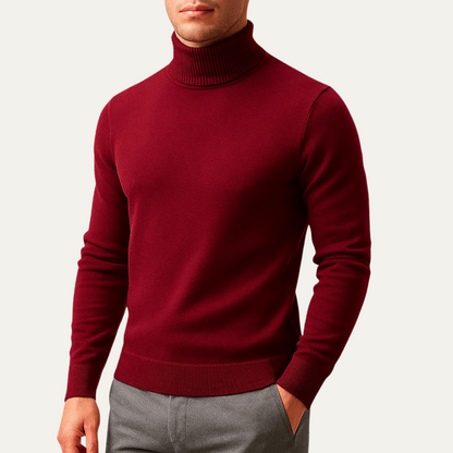 Men's classic turtleneck jumper in red