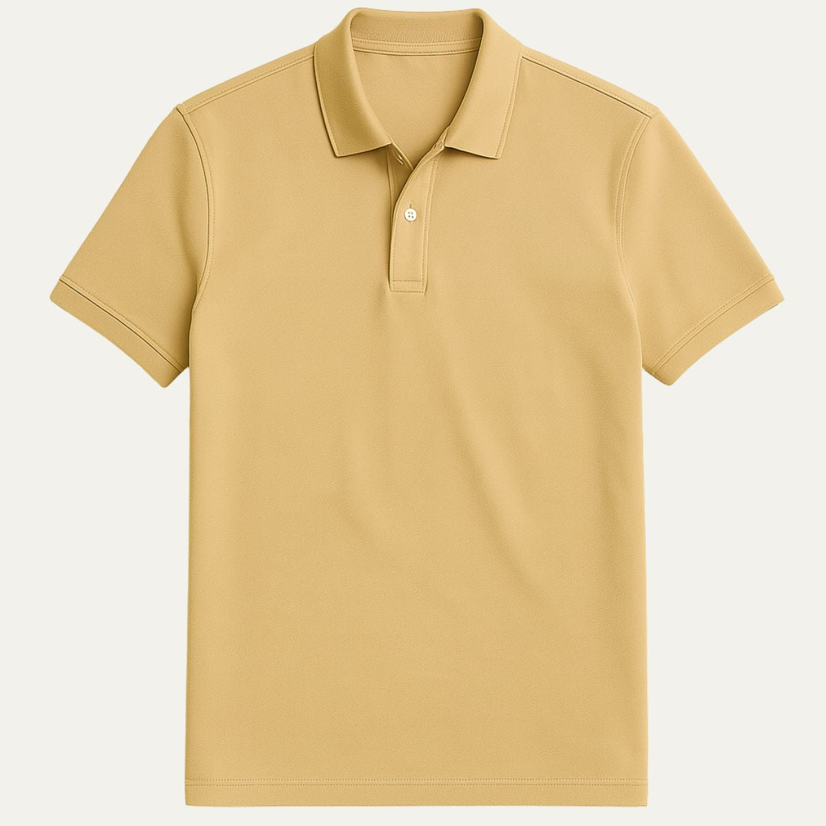 Men's cotton piqué polo shirt in beige, front view