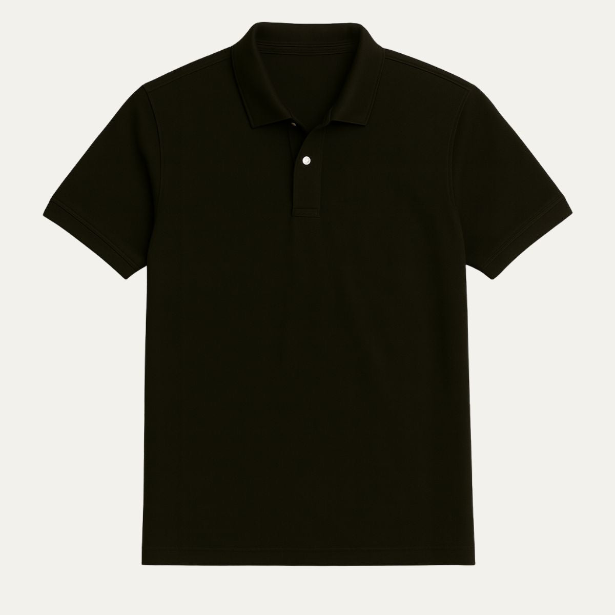 Men's cotton piqué polo shirt in black, front view