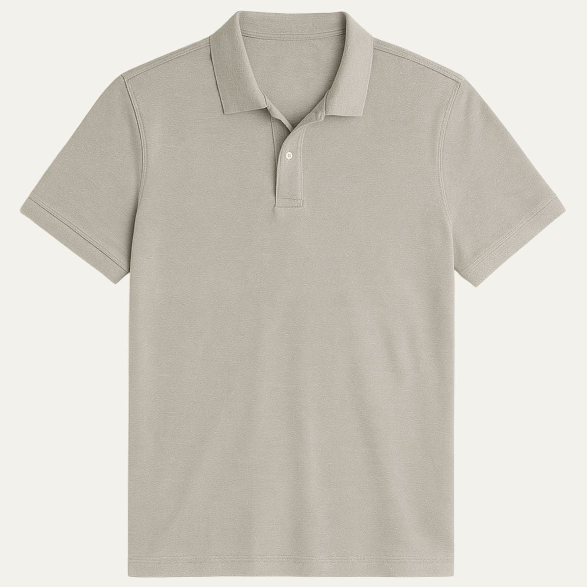 Men's cotton piqué polo shirt in grey, front view
