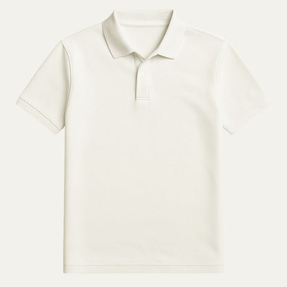 Men's cotton piqué polo shirt in white, front view