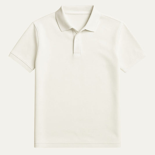 Men's cotton piqué polo shirt in white, front view