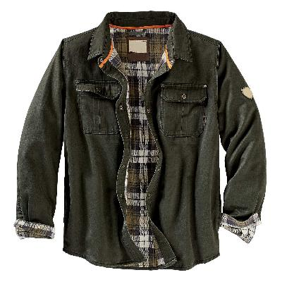 Men's Flannel-Lined Trucker Jacket in Dark Green