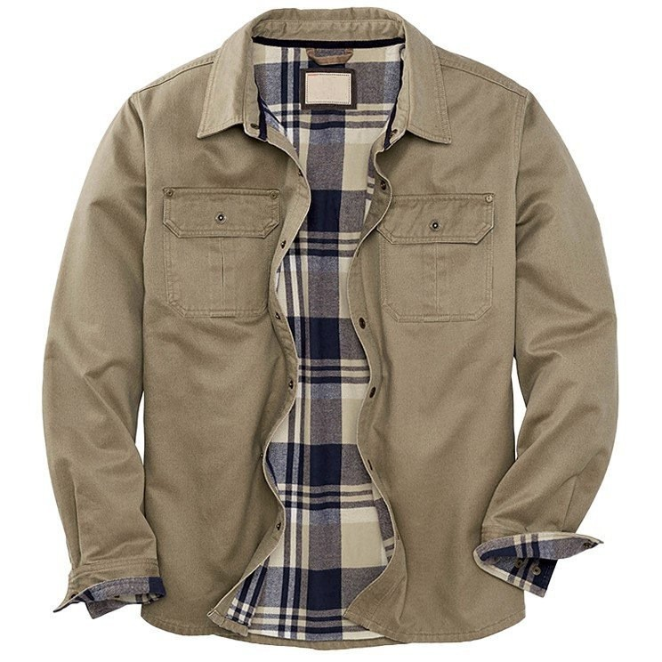 Men's Flannel-Lined Trucker Jacket in Khaki