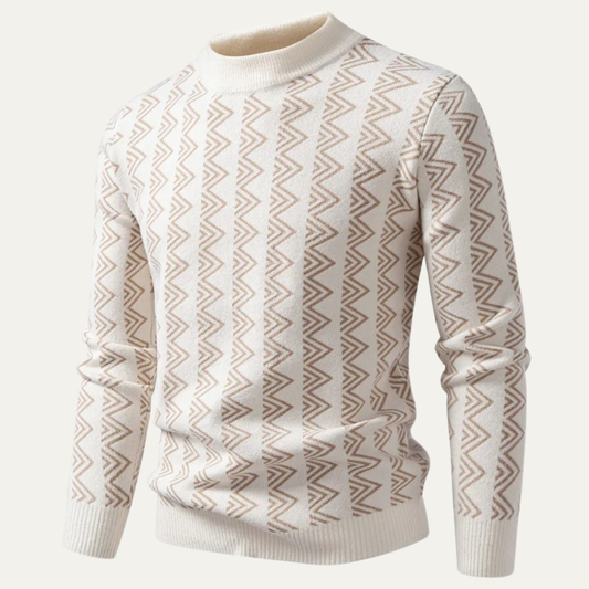Men's geometric pattern jumper in beige