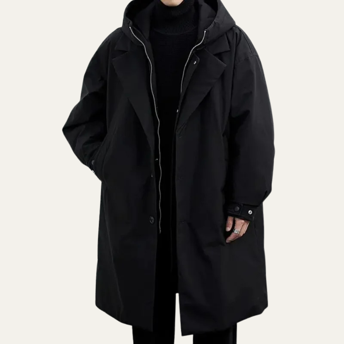 Men's Hooded Parka in Black