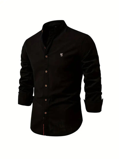 Men's mandarin collar shirt in black