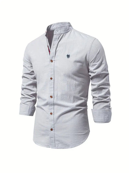 Men's mandarin collar shirt in grey