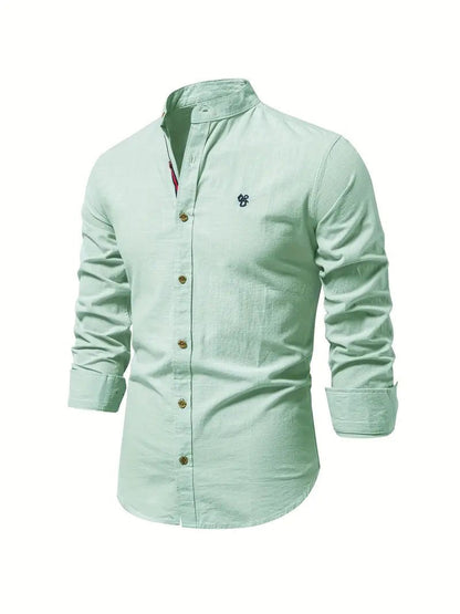 Men's mandarin collar shirt in light green