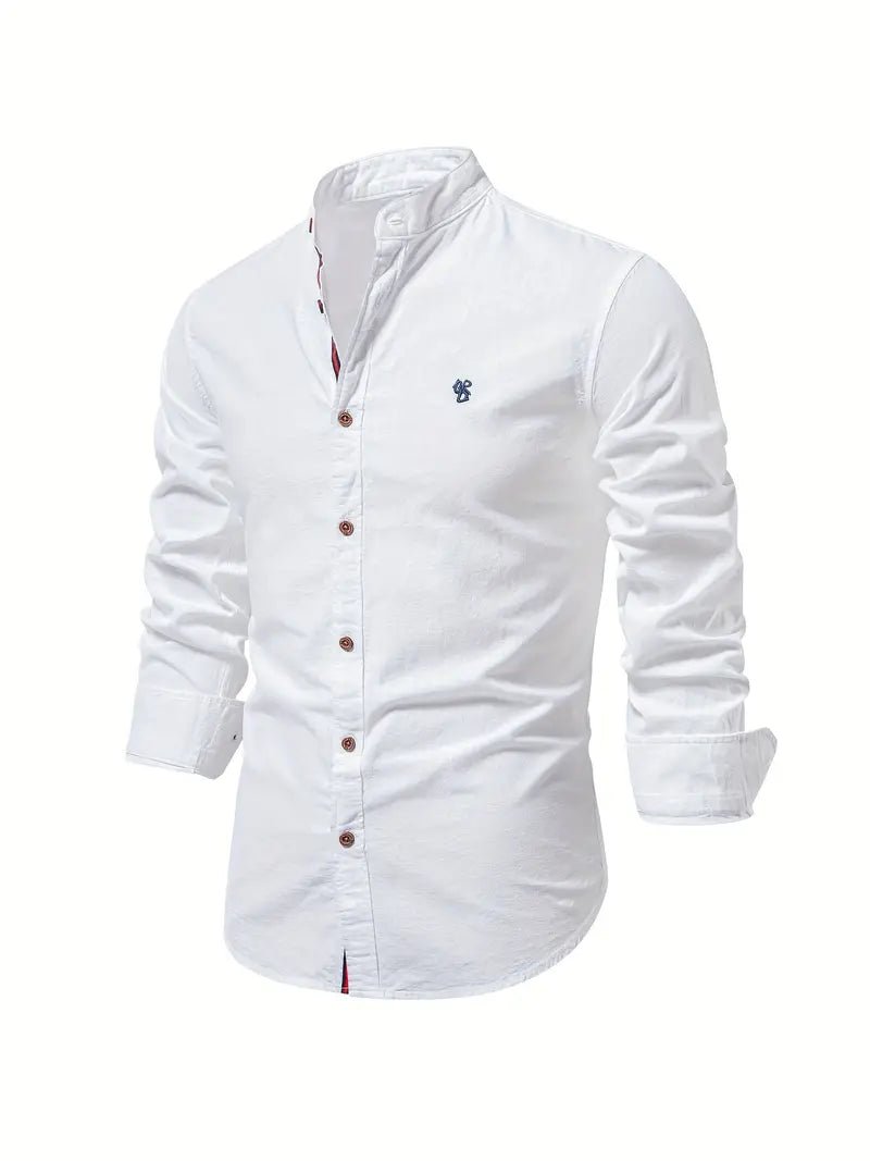 Men's mandarin collar shirt in white