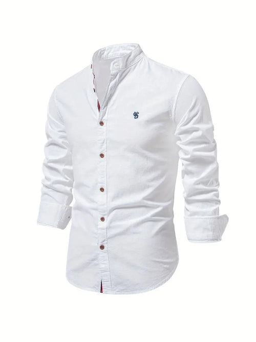 Men's mandarin collar shirt in white