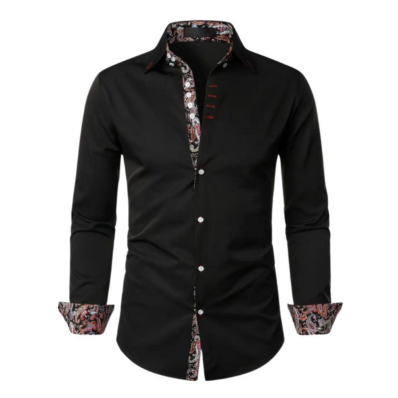 Men's paisley print shirt in black
