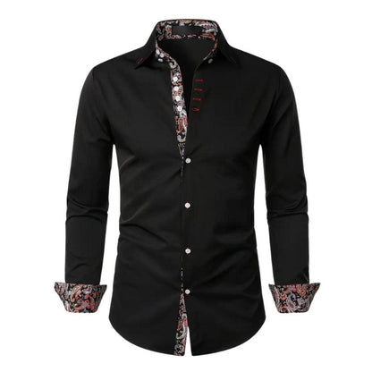 Men's paisley print shirt in black