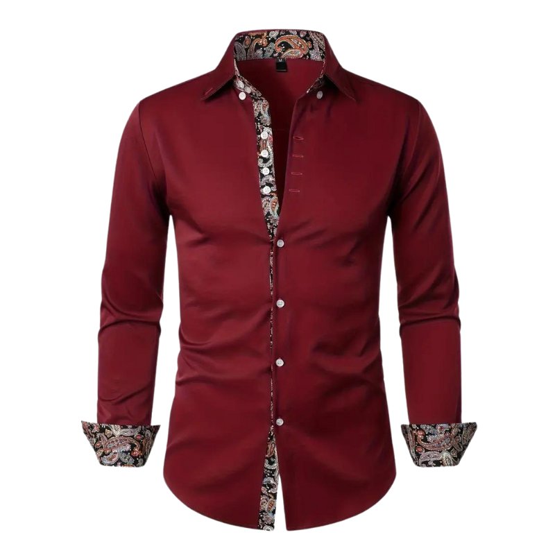 Men's paisley print shirt in burgundy