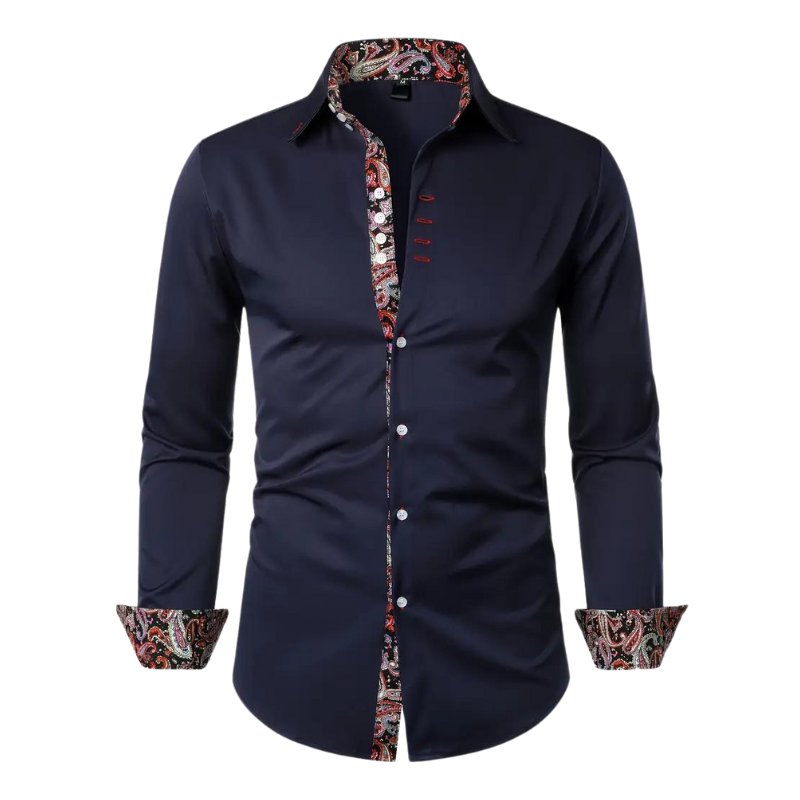 Men's paisley print shirt in navy