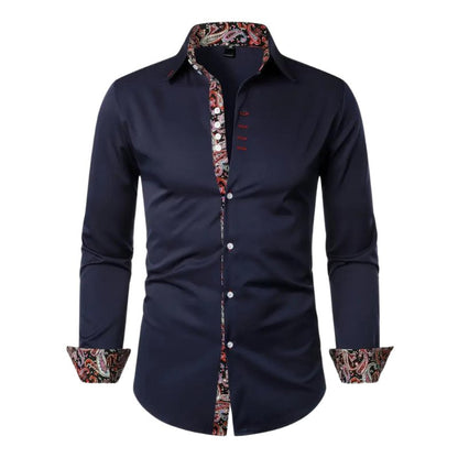 Men's paisley print shirt in navy