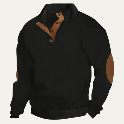 Men's patterned fleece jumper in black