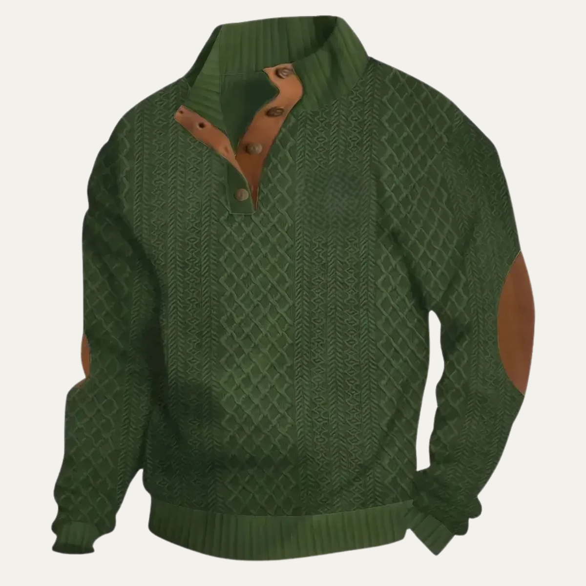 Men's patterned fleece jumper in green