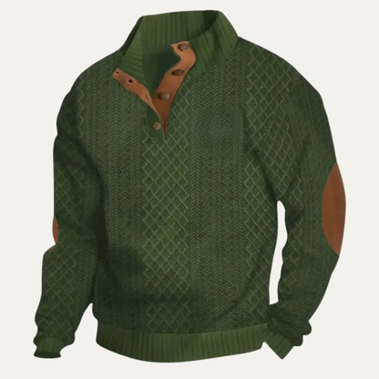 Men's patterned fleece jumper in green