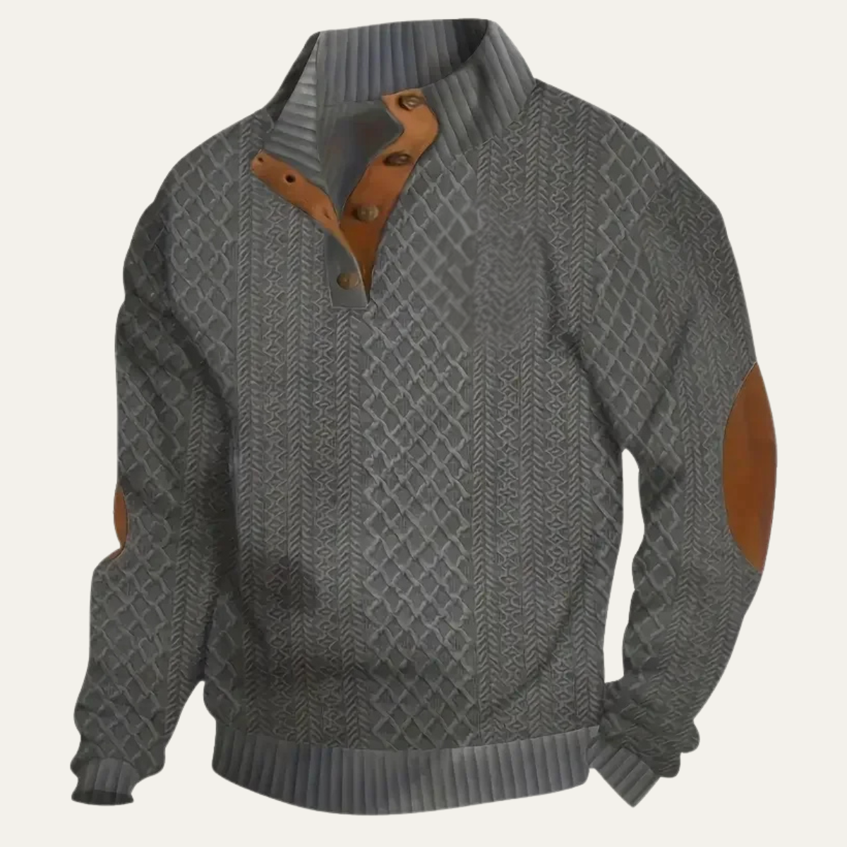 Men's patterned fleece jumper in grey