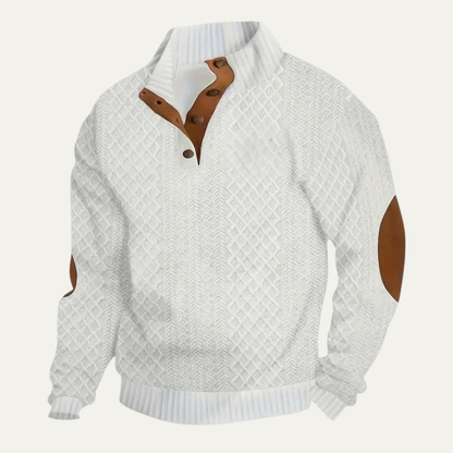 Men's patterned fleece jumper in white