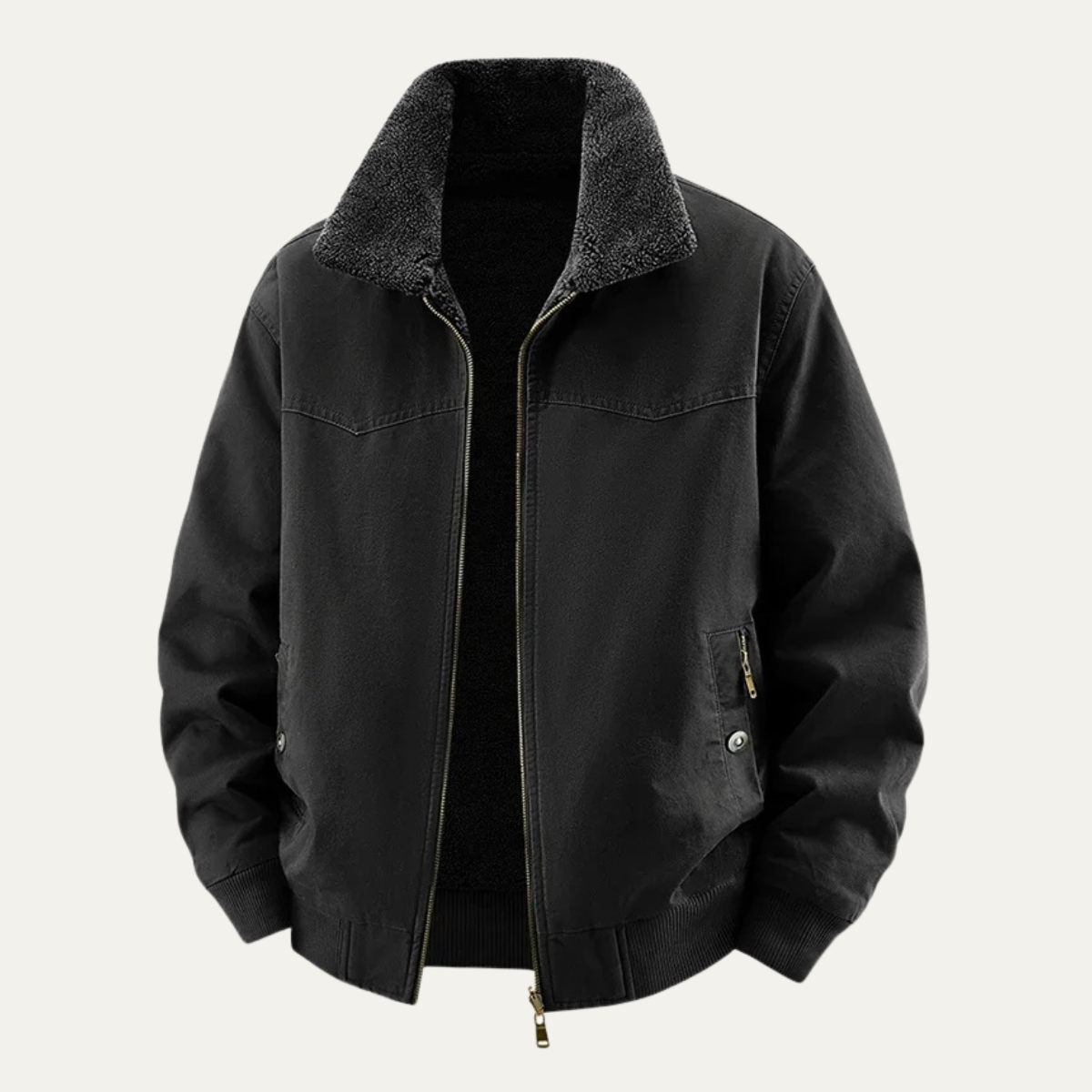 Men's reversible fleece-lined bomber jacket in Black