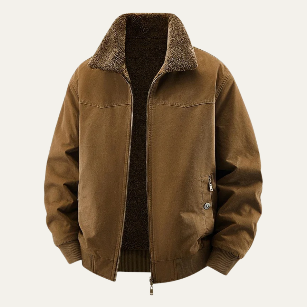 Men's reversible fleece-lined bomber jacket in Brown