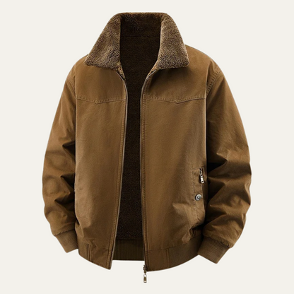 Men's reversible fleece-lined bomber jacket in Brown
