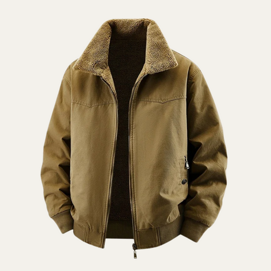 Men's reversible fleece-lined bomber jacket in Camel