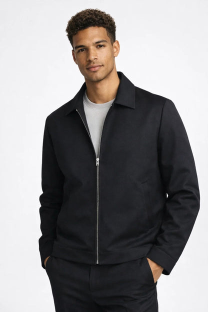 Men's Slim-Fit Zip Jacket in Black
