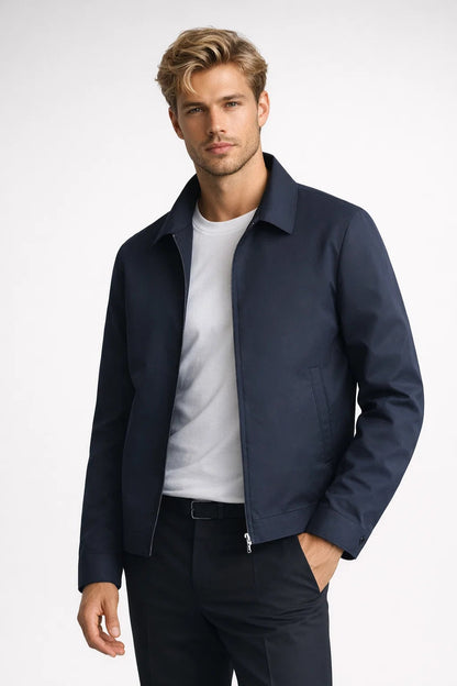 Men's Slim-Fit Zip Jacket in Dark Blue