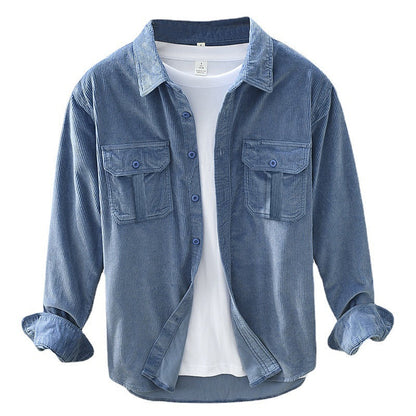 Men's textured utility overshirt in blue