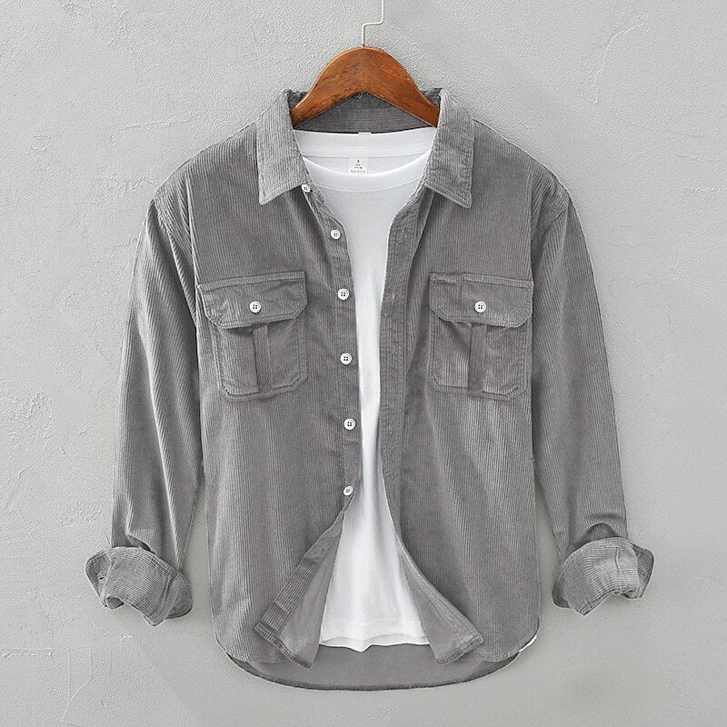 Men's textured utility overshirt in grey