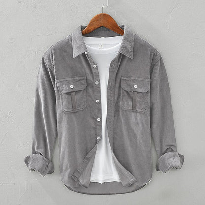 Men's textured utility overshirt in grey