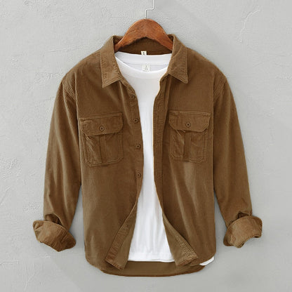 Men's textured utility overshirt in yellow