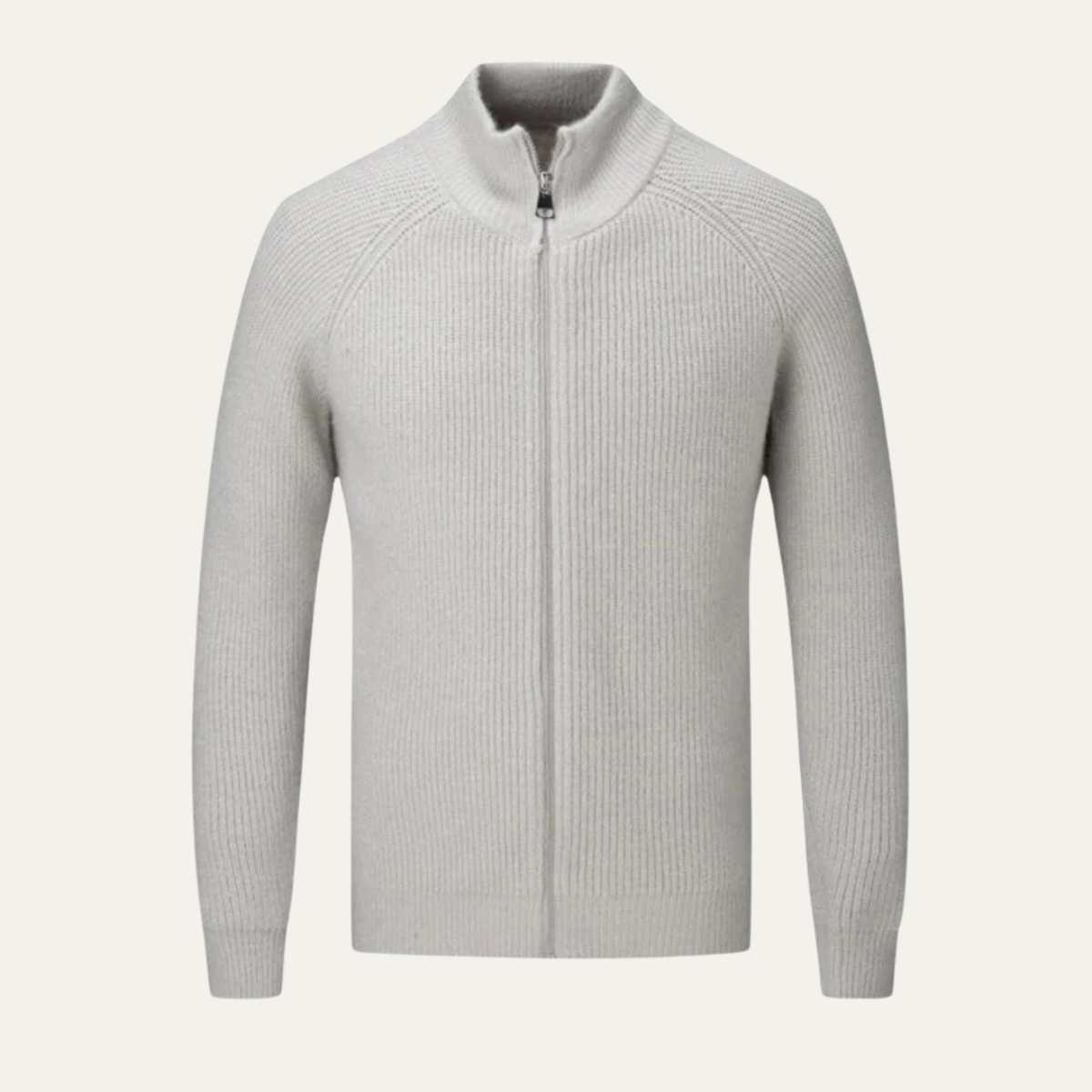 Men's wool-blend zip-up cardigan in grey