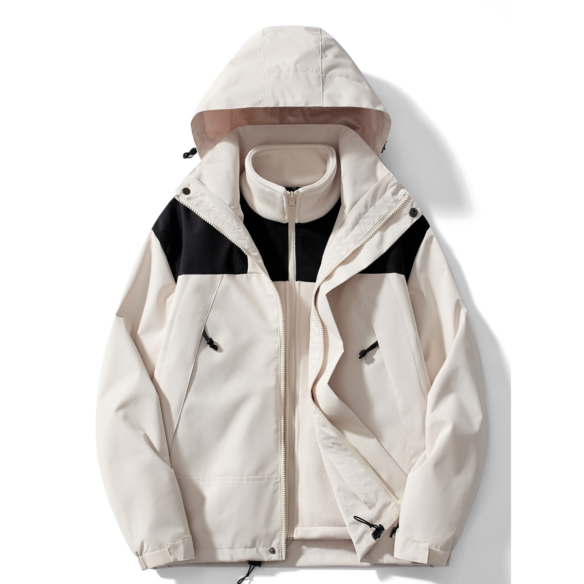 Women's 3-in-1 hooded winter jacket in Beige