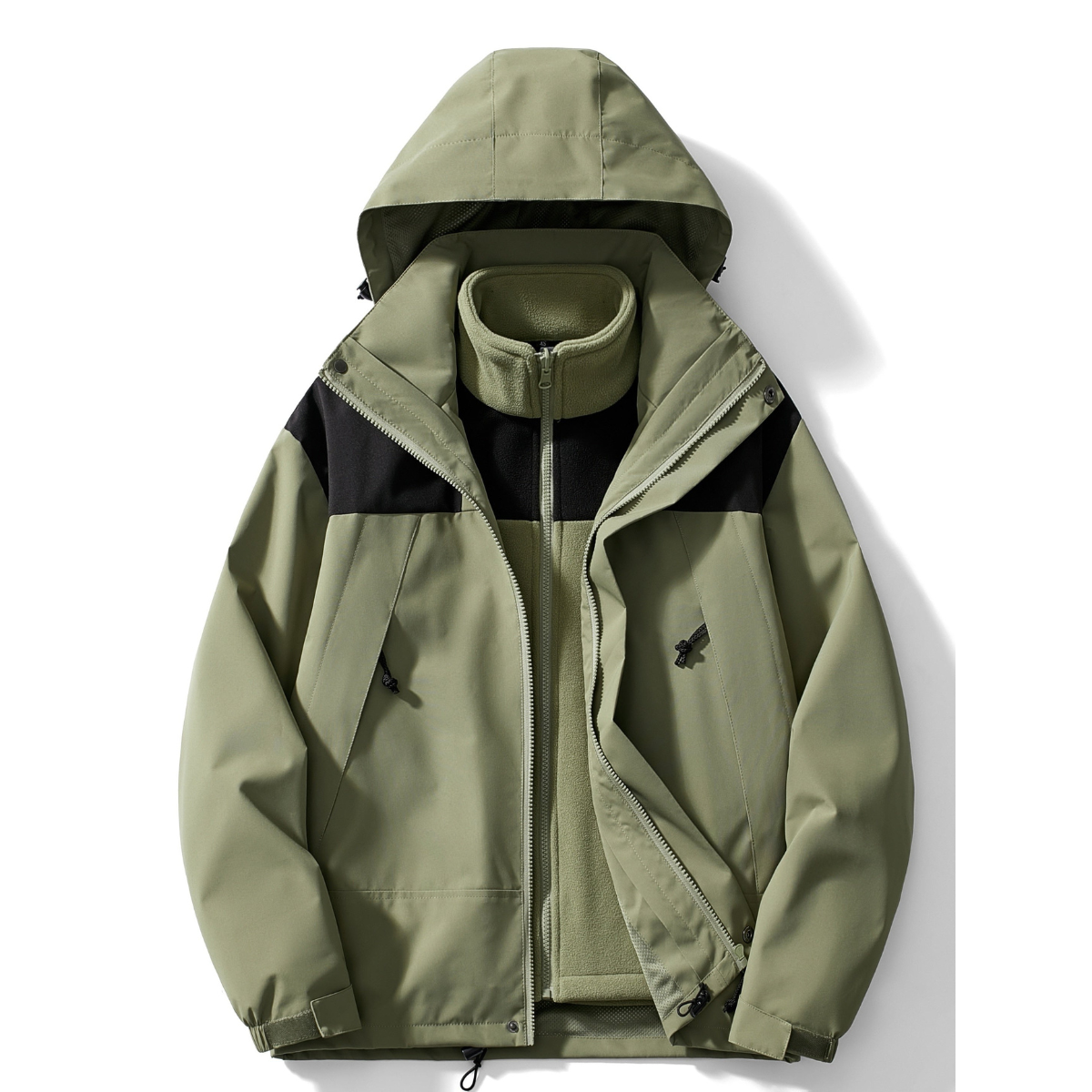 Women's 3-in-1 hooded winter jacket in Green