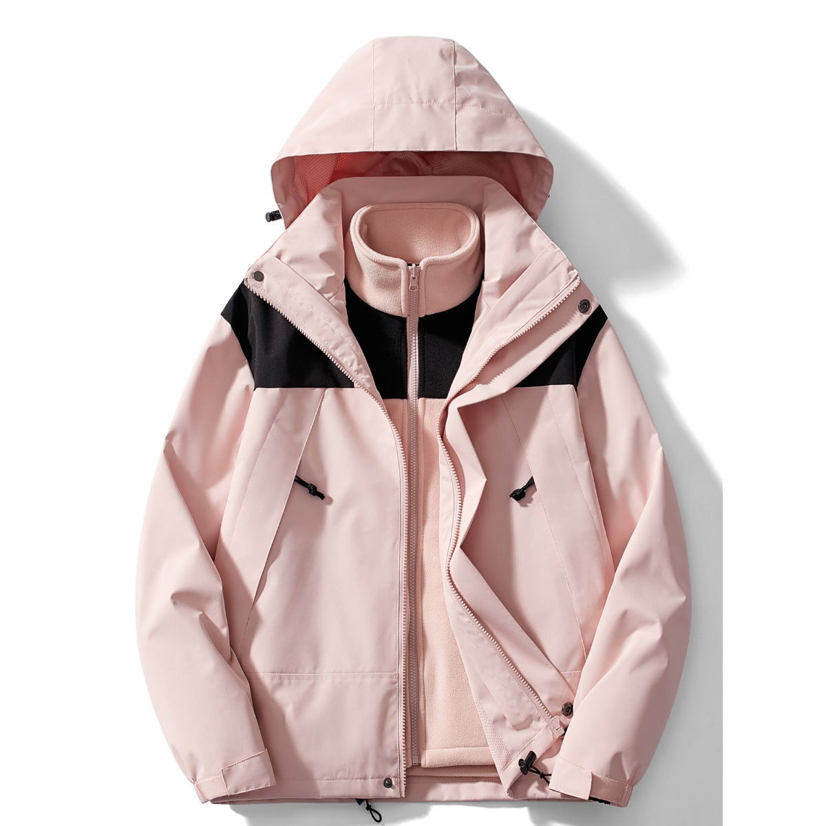 Women's 3-in-1 hooded winter jacket in Pink