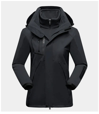 Women's 3-in-1 waterproof outdoor jacket in Black
