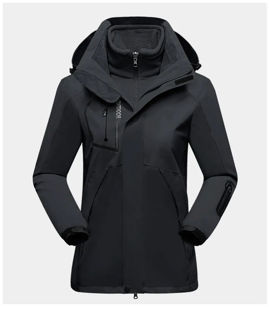 Women's 3-in-1 waterproof outdoor jacket in Black